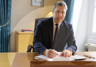 Portrait of Mathieu Darnaud President of the Les Republicains Group - Paris