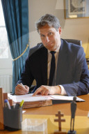 Portrait of Mathieu Darnaud President of the Les Republicains Group - Paris