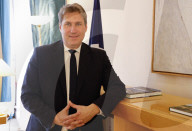 Portrait of Mathieu Darnaud President of the Les Republicains Group - Paris