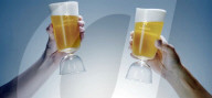 Bell bottom beer glasses give the perfect clink for cheers