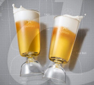 Bell bottom beer glasses give the perfect clink for cheers