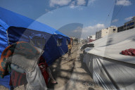 Gaza families living in camp