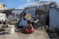 Gaza families living in camp