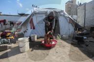 Gaza families living in camp