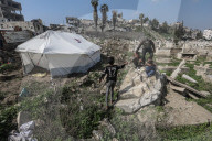 Gaza families living in camp