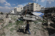 Gaza families living in camp