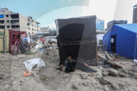 Gaza families living in camp