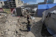 Gaza families living in camp