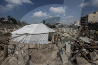 Gaza families living in camp
