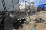 Gaza families living in camp