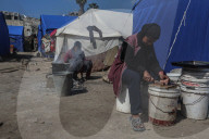Gaza families living in camp
