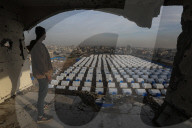 Newly erected tents in Gaza City