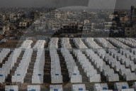 Newly erected tents in Gaza City