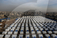 Newly erected tents in Gaza City