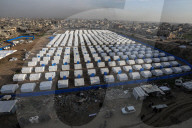 Newly erected tents in Gaza City