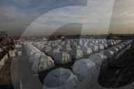 Newly erected tents in Gaza City