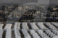 Newly erected tents in Gaza City