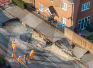 Godstone sinkhole in Surrey, UK.