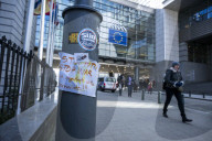 Support for Ukraine in Front of the European Parliament in Brussels, Belgium.