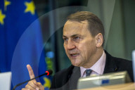 Polish Foreign Minister Rados?aw Sikorski outlines Poland's EU Presidency priorities at EU Parliament in Brussels, Belgium