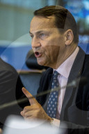 Polish Foreign Minister Rados?aw Sikorski outlines Poland's EU Presidency priorities at EU Parliament in Brussels, Belgium