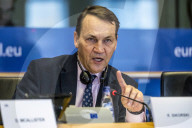 Polish Foreign Minister Rados?aw Sikorski outlines Poland's EU Presidency priorities at EU Parliament in Brussels, Belgium