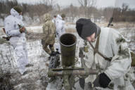 Pro-government forces fight in Ukraine 