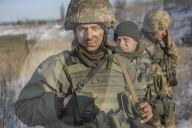 Pro-government forces fight in Ukraine 