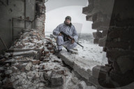 Pro-government forces fight in Ukraine 