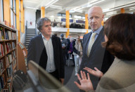 GoFundMe CEO Tim Cadogan visits Spellow Library Liverpool, UK.