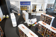 GoFundMe CEO Tim Cadogan visits Spellow Library Liverpool, UK.