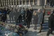 Zelenskyy hails ‘absolute heroism’ of Ukraine as world leaders visit Maidan Nezalezhnosti, Kyiv, Ukraine