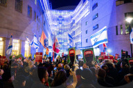Campaign Against Anti-semitism protests outside the BBC following airing of Hamas propaganda film. London, UK.