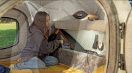 3D printed mobile home made from recycled plastic bottles.