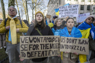 Ukrainians Protest in Brussels, Urging Continued U.S. Support for Ukraine