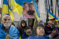 Ukrainians Protest in Brussels, Urging Continued U.S. Support for Ukraine