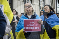 Ukrainians Protest in Brussels, Urging Continued U.S. Support for Ukraine