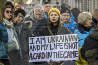 Ukrainians Protest in Brussels, Urging Continued U.S. Support for Ukraine