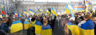 A rally to support Ukraine on the 3rd anniversary of the war / conflict with Russia in Whitehall, London, UK.