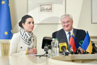 Joint press conference by Andrii Sybiha and Dominique Hasler in Lviv 