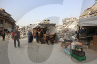 Gazans shopping among the rubble in Jabalia Refugee Camp