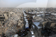 Gazans shopping among the rubble in Jabalia Refugee Camp