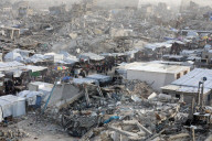 Gazans shopping among the rubble in Jabalia Refugee Camp