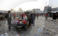 Gazans shopping among the rubble in Jabalia Refugee Camp