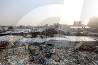 Gazans shopping among the rubble in Jabalia Refugee Camp
