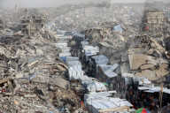 Gazans shopping among the rubble in Jabalia Refugee Camp