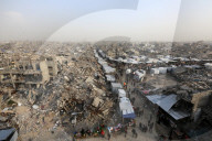 Gazans shopping among the rubble in Jabalia Refugee Camp