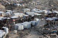 Gazans shopping among the rubble in Jabalia Refugee Camp