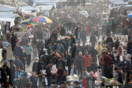 Gazans shopping among the rubble in Jabalia Refugee Camp