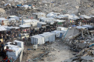 Gazans shopping among the rubble in Jabalia Refugee Camp